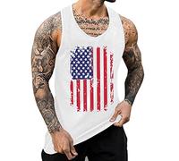 DGZTWLL Canotta da uomo con bandiera americana patriottica slim fit giorno dell'indipendenza allenamento muscolare atletica corsa boxe palestra canotta uomo, bianco, M