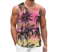 DGZTWLL Canotta da uomo elasticizzata leggera ad asciugatura rapida vestibilità ampia motivo grafico senza maniche maglietta estiva casual vacanze spiaggia canotte hawaiane da uomo, Viola, 4XL