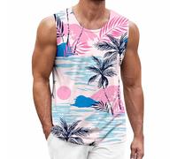 DGZTWLL Canotta da uomo elasticizzata leggera ad asciugatura rapida vestibilità ampia motivo grafico maglietta senza maniche estate casual vacanza spiaggia hawaiana canotta da uomo, bianco, S