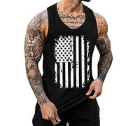 DGZTWLL Canotta da uomo Patriottica Bandiera Americana Indipendenza Giorno Allenamento Muscolo Slim Fit Atletico Corsa Boxe Palestra Canotta Uomo, Nero , XXL