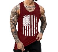 DGZTWLL Canotta da uomo Patriottica Bandiera Americana Indipendenza Giorno Allenamento Muscolo Slim Fit Atletico Corsa Boxe Palestra Canotta Uomo, vino, XL
