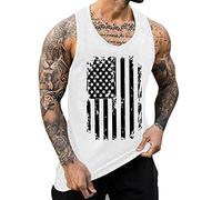 DGZTWLL Canotta da uomo Patriottica Bandiera Americana Indipendenza Giorno Allenamento Muscolo Slim Fit Atletico Corsa Boxe Palestra Canotta Uomo, bianco, XL