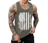 DGZTWLL Canotta da uomo Patriottica Bandiera Americana Indipendenza Giorno Allenamento Muscolo Slim Fit Atletico Corsa Boxe Palestra Canotta Uomo, Grigio scuro, XXL