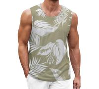 DGZTWLL Canotta doppia foderata Estate Casual Muscolo Leggero Stretch GD Stampato Regular Fit Vacanze Tropicali Hawaiian Spiaggia Compressione Canotta Uomo, Menta verde, M