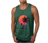DGZTWLL Canotta Uomo Estate Casual Senza Maniche Tropicale 3D Stampato Grafica Muscolare Moda Traspirante Morbido Festa Spiaggia Canotta Hawaiana Canotta Uomo, Verde militare, M