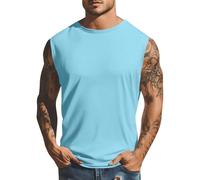 DGZTWLL Canotte da uomo estive da performance canottiera X Temp traspirante in tinta unita morbida traspirante Linghtweight vestibilità ampia sport palestra atletica t-shirt da uomo, Azzurro, L