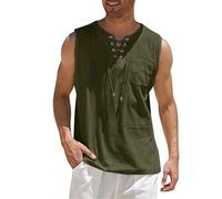 DGZTWLL Canottiera da uomo per allenamento muscolare, senza maniche, con coulisse, estiva, casual, morbida, traspirante, aderente, leggera, per allenamento, corsa, palestra, Verde militare, XL