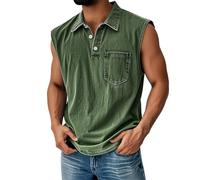 DGZTWLL Canottiere estive da uomo senza maniche leggere - Maglietta atletica classica traspirante - asciugatura rapida, Nero verde, 3XL