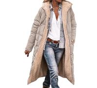 DGZTWLL Cappotti invernali da donna in caldo pile Sherpa foderato lungo piumino con cappuccio zip intera spesso soprabito da esterno, A4-Khaki, 3XL