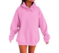 DGZTWLL Felpa con cappuccio da donna, a maniche lunghe, scollo rotondo, per autunno e inverno, alla moda, casual, per il caldo, oversize, da spiaggia, Streetwear per feste, camicie da donna, rosso, XS