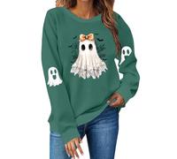 DGZTWLL Felpa oversize da donna a maniche lunghe girocollo casual maglioni per autunno inverno morbida tenere al caldo, vestibilità regolare, magliette tinta unita per le donne UK, Verde, XL