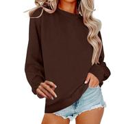 DGZTWLL Felpa oversize da donna a maniche lunghe girocollo casual maglioni per autunno inverno morbida tenere al caldo vestibilità regolare maglioni solidi per le donne, Caff, XXL