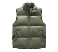 DGZTWLL Gilet da uomo con cerniera, vestibilità regolare, autunno inverno, casual, lavoro all'aperto, con tasche, tinta unita, morbido, mantiene al caldo, pesca, lavoro, golf, top da uomo UK, Verde, L