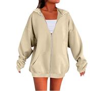 DGZTWLL Maglia da donna in lino a maniche lunghe, con cerniera, per autunno e inverno, alla moda, casual, per il caldo, per feste, stile casual, da donna, beige, M