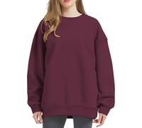 DGZTWLL Maglioni da donna casual alla moda maglione a maniche lunghe girocollo morbido traspirante per autunno inverno sport vacanza maglione donna, Vino, L