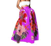 DGZTWLL Maxi abiti da donna casual alla moda morbida Lightwegiht Regular Fit A-Line Spaghetti Strap Abiti floreali per estate spiaggia abiti estivi da donna 2025, Rosa acceso, XX-Large