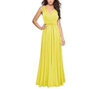 DGZTWLL Maxi abiti da donna casual alla moda morbidi Lightwegiht vestibilità regolare A-Line Spaghetti Strap abiti floreali per estate spiaggia abiti estivi da donna, Giallo, M