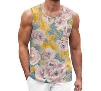 DGZTWLL Plus Size Canotte Uomo Stretch Leggero Ad Asciugatura Rapida Vestibilità Larga Modello Grafico Senza Maniche Tshirt Estate Casual Vacanze Spiaggia Hawaiian Mens Tank Top Vest, Rosa acceso, 3XL