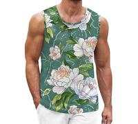 DGZTWLL Plus Size Canotte Uomo Stretch Leggero Ad Asciugatura Rapida Vestibilità Larga Modello Grafico Senza Maniche Tshirt Estate Casual Vacanze Spiaggia Hawaiian Mens Tank Top Vest, Verde militare