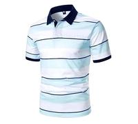 DGZTWLL Polo da uomo a maniche corte a righe, casual, con colletto, per uso quotidiano e casual, Azzurro, XXL
