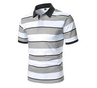 DGZTWLL Polo da uomo a maniche corte a righe, casual, con colletto, per uso quotidiano e casual, Grigio, XXL