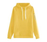 DGZTWLL Pullover da donna a maniche lunghe girocollo casual maglioni per autunno inverno morbido tenere al caldo vestibilità regolare felpe tinta unita per le donne, Giallo, S