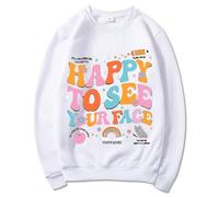 DGZTWLL Pullover da donna a maniche lunghe girocollo casual maglioni per autunno inverno morbido tenere al caldo, vestibilità regolare, magliette tinta unita per le donne UK, bianco, XXL