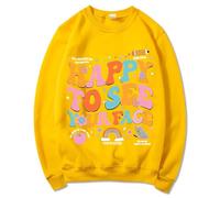 DGZTWLL Pullover da donna a maniche lunghe girocollo casual maglioni per autunno inverno morbido tenere al caldo, vestibilità regolare, magliette tinta unita per le donne UK, Giallo, XL