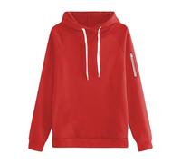 DGZTWLL Pullover in pile da donna a maniche lunghe girocollo casual maglioni per autunno inverno morbido tenere al caldo vestibilità regolare tinta unita pullover da donna, Rosso, L