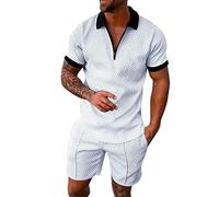 DGZTWLL Set corto Tuta da ginnastica T-shirt e pantaloncini a maniche corte con 2 tasche, set di pantaloncini da spiaggia hawaiani oversize casual per tutti i giorni Duty off hawaiani da uomo, Bianco