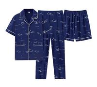 DGZTWLL Set da 2 pezzi da uomo per vacanze in spiaggia 2 pantaloncini set estivo casual moda vacanza spiaggia hawaiana vestibilità regolare abiti leggeri, Blu scuro, L