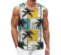 DGZTWLL Skims Canotta elasticizzata leggera ad asciugatura rapida vestibilità ampia motivo grafico maglietta senza maniche estate casual vacanze spiaggia hawaiana canotte da uomo, Giallo, XL