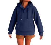 DGZTWLL T-shirt da donna Uk a maniche lunghe girocollo casual maglioni per autunno inverno morbido tenere al caldo vestibilità regolare tinta unita felpa oversize donna, Marina Militare, 4XL