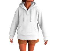 DGZTWLL T-shirt da donna Uk a maniche lunghe girocollo casual maglioni per autunno inverno morbido tenere al caldo vestibilità regolare tinta unita felpa oversize donna, bianco, XXL