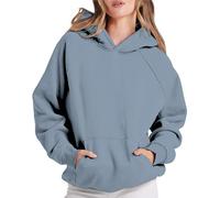 DGZTWLL Top da donna in lino a maniche lunghe con scollo rotondo, per autunno e inverno, stile casual, per il caldo, oversize, da spiaggia, Streetwear per feste, camicette da donna, grigio, S