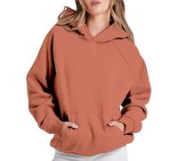 DGZTWLL Top da donna in lino a maniche lunghe con scollo rotondo, per autunno e inverno, stile casual, per il caldo, oversize, da spiaggia, Streetwear per feste, camicette da donna, marrone, S