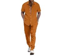 DGZTWLL Tuta da uomo a maniche corte con maglietta e pantaloncini a 2 tasche, oversize, casual, per tutti i giorni, spiaggia hawaiana, arancione, M