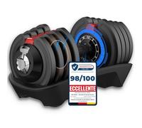 DH FitLife Kit Pesi Palestra Manubri Regolabili 1,5-18 kg con Base Porta Pesi | Set Manubri Componibili per Uomo e Donna con 12 Pesi in 1 | Manubri Regolabili Salvaspazio per Allenamento a Casa