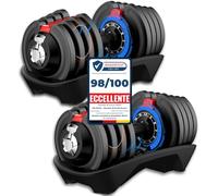DH FitLife Kit Pesi Palestra Manubri Regolabili da 1,5 kg a 18 kg con Base Porta Pesi | Set Manubri Componibili per Uomo e Donna con 12 Pesi in 1 | Manubri Regolabili Salvaspazo per Allenamento a Casa