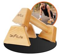 DH FitLife Parallele Calisthenics in Legno - 2x Maniglie Antiscivolo per Flessioni | Parallele Basse | Parallettes | Push-Up Bars | Attrezzatura Calisthenics per Forza | Fitness per Interni & Esterni