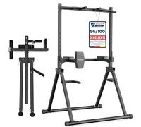 DH FitLife Power Tower Dip Station Pieghevole | Barra per Trazioni Autoportante Fino a 210 kg | con Dip Parallele e Supporto per Schiena | Stazione Fitness Multifunzionale | Power Rack for Home Gym