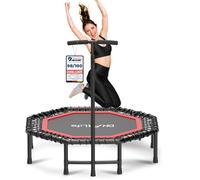 DH FitLife Trampolino Fitness Indoor Pieghevole senza Installazione | Trampolino Ø121 cm 48 Pollici | Portata 150 kg | Maniglia Regolabile a 3 Altezze | Stabile e Silenzioso per Bambini e Adulti