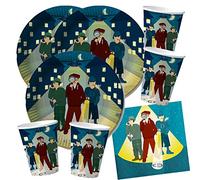 DH-Konzept Set da 52 pezzi - Detective - Piatti bicchieri tovaglioli per 16 bambini | compleanno bambini