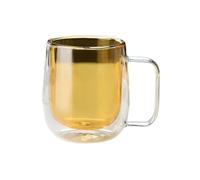 Dh2yjnbf3 Tazze da caffè in vetro a doppia parete con manico, tazze in vetro borosilicato colorato da 8,8 once for bevande calde e fredde, cappuccino, latte e tè(Amber)