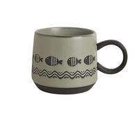 Dh2yjnbf3 Tazzine Da Caffe Tazza da colazione in gres con motivo a pesci piccoli e grande capacità, tazza caffè Tazza Colazione