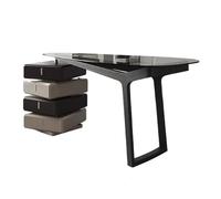 Dh2yjnbf3 Versatile Scrivania moderna for ufficio con spazio di archiviazione, tavolo da trucco con piano in vetro, scrivania color fumé con cassetto girevole Scrittoio(S)