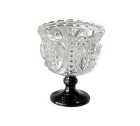 Dh2yjnbf3 Vintage Embossed Dessert Cups Goblet, 250ml Clear Ice Cream Sundae Cups with Colorful Footed(Nero)