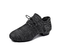 DHAEY Ballerine da Ballo da Donna, Suola Morbida, Scarpe da Ballo for Interni Traspiranti, comode Scarpe con Lacci, Pratica for l'insegnamento della Danza da Sala (Color : Black, Size : 38 EU)
