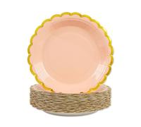 DHAIQC 50 Pezzi Piatti Carta Compleanno 23cm, Oro Rosa Stoviglie per Feste Di Compleanno Piatti Usa e Getta Piatti pizza Piatti Compostabili per Feste di Compleanno e Matrimonio (Oro Rosa, 23cm)