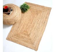 DHAKA Tappeto intrecciato a mano in iuta naturale indiana, 60 cm x 90 cm